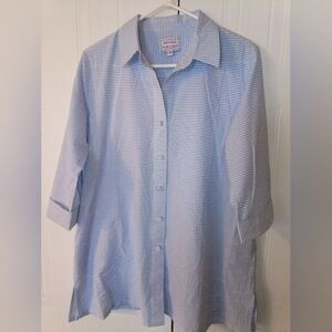 Diane Bailey The Beach House Saint Simons Island Blue Seersucker Tunic Size M